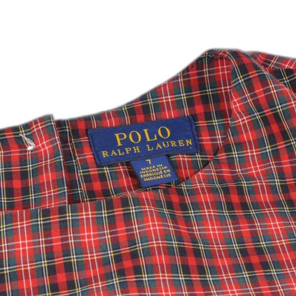 Girls POLO RALPH LAUREN Red Plaid Peplum Top Size 7 - Picture 3 of 3